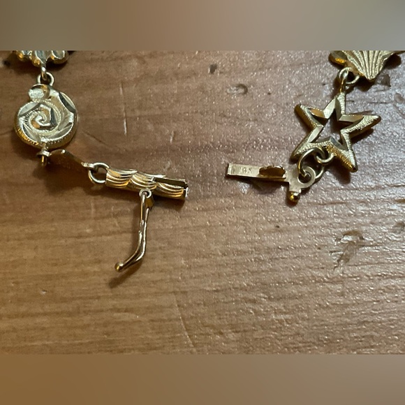 Beverly Hills Gold: 14k yellow gold ocean/sea life diamond cut vintage bracelet - Picture 7 of 7